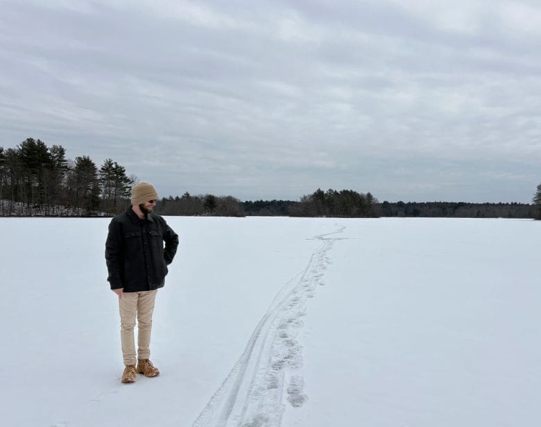 A person standing on snow.
